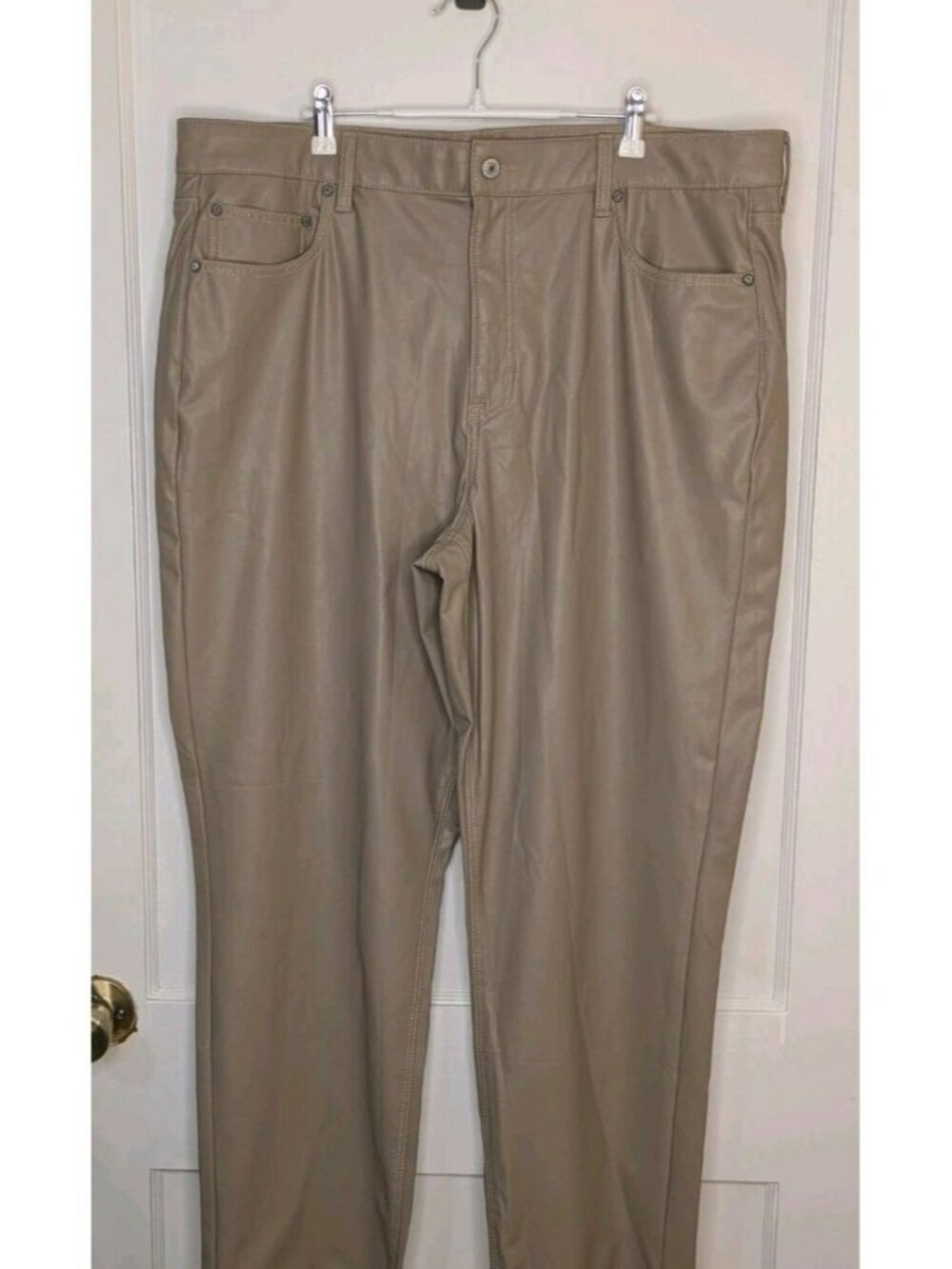 Size 20 NWT American Eagle Tan Super High-Rise Straight Vegan Leather Pants